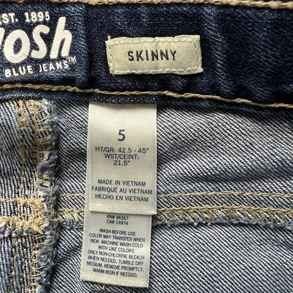 Oshkosh Girls Size 5 Slim Lot Blue Jeans Green pants Adjustable waistband